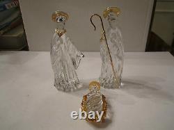 Gorham Nativity Lead Crystal 3 Piece Family In Original Box Mint Condition