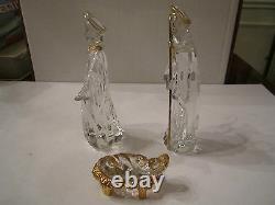 Gorham Nativity Lead Crystal 3 Piece Family In Original Box Mint Condition