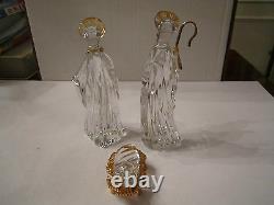 Gorham Nativity Lead Crystal 3 Piece Family In Original Box Mint Condition