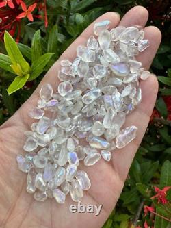 Grade A++ Angel Aura Crystal Semi Tumbled Gemstone Mini Chips 4 10 mm, Bulk Lot