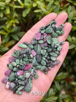 Grade A++ Ruby Zoisite Semi Tumbled Gemstone Mini Chips 4 9 mm, Wholesale Bulk