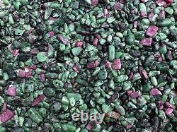 Grade A++ Ruby Zoisite Semi Tumbled Gemstone Mini Chips 4 9 mm, Wholesale Bulk