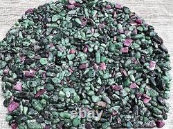 Grade A++ Ruby Zoisite Semi Tumbled Gemstone Mini Chips 4 9 mm, Wholesale Bulk