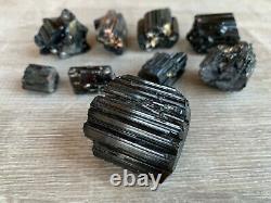 Grade A++ Shiny Black Tourmaline Stones, 0.5-1.25 Natural Black Tourmaline Logs