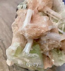 Green Apophyllite with Scolecite On Stilbite Matrix BEAUTIFUL PIECE