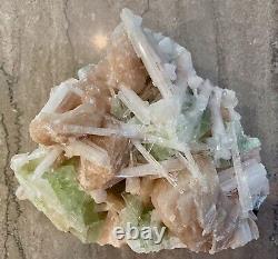 Green Apophyllite with Scolecite On Stilbite Matrix BEAUTIFUL PIECE