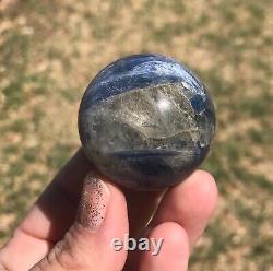 HIGH QUALITY KYANITE withQUARTZ PATCH SPHERE BRAZIL REIKI MEDITATION 102g 38mm