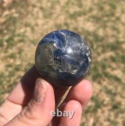 HIGH QUALITY KYANITE withQUARTZ PATCH SPHERE BRAZIL REIKI MEDITATION 102g 38mm