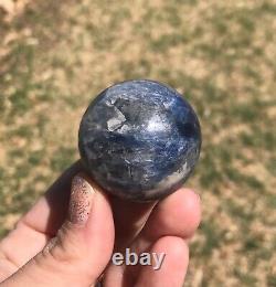 HIGH QUALITY KYANITE withQUARTZ PATCH SPHERE BRAZIL REIKI MEDITATION 102g 38mm