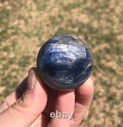 HIGH QUALITY KYANITE withQUARTZ PATCH SPHERE BRAZIL REIKI MEDITATION 102g 38mm