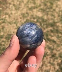 HIGH QUALITY KYANITE withQUARTZ PATCH SPHERE BRAZIL REIKI MEDITATION 102g 38mm