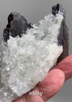 HUEBNERITE BRILLIANT CRYSTALS and FINE NEEDLE QUARTZS from PERÚ. MASTER PIECE