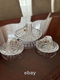 Hand-Cut Czech Crystal Basket Set 3 Pieces