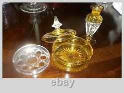 Heisey Vintage Crystal & Marigold 6 Piece Dresser Set (very Rare) Signed