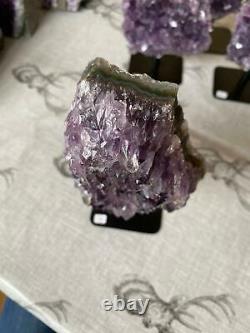 High Grade Amethyst Druzy 4 Geode Piece on Iron Base Stand 1.289g H23xW12xD6cm