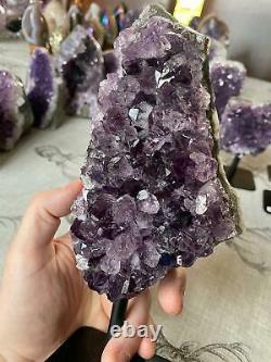 High Grade Amethyst Druzy 4 Geode Piece on Iron Base Stand 1.289g H23xW12xD6cm