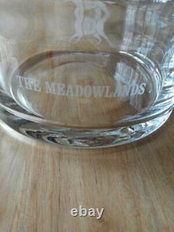 Horse Racing Etched Crystal Bowl'THE MEADOWLANDS' Race Horses & Jockeys