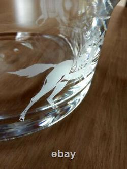 Horse Racing Etched Crystal Bowl'THE MEADOWLANDS' Race Horses & Jockeys