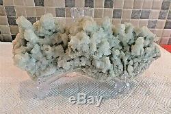 Huge Green Halite Mineral Display Piece Complete With Stand As Shown