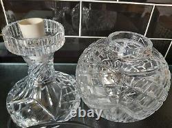 Impressive Vintage Cut Glass Crystal Art Deco 2 Piece Mushroom Globe Table Lamp