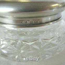 JWB Sterling ART DECO Crystal 3 Piece VANITY SET Powder JAR- Hallmarked 1934