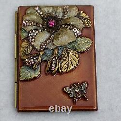 Jay Strongwater Folding Travel Frame Enamel Swarovski Crystals Floral Butterfly