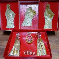 LOT GORHAM Crystal Gold Christmas NATIVITY SCENE 6 PIECE SET w Orig Boxes NICE