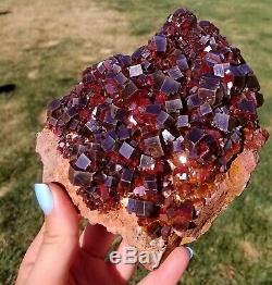 LQQK Vanadinite Cabinet Sized Piece With Lustrous Fire Red Crystals 12.5cms