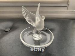 Lalique Dove/SparrowithLion Collection Crystal Frosted Pieces France Signed