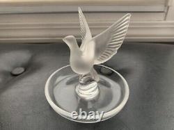 Lalique Dove/SparrowithLion Collection Crystal Frosted Pieces France Signed