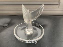 Lalique Dove/SparrowithLion Collection Crystal Frosted Pieces France Signed