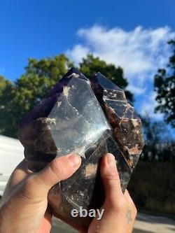 Large Amethyst And Smoky Quartz Cluster- Collectors Piece, Home Decor