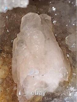 Large Double Geode Display Piece With Pink Calcite Cluster #770