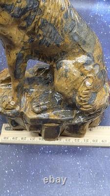 Large Mountain Jasper Hand Carved Wolf, Crystal Wolf Howling Wolf Display Piece