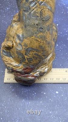 Large Mountain Jasper Hand Carved Wolf, Crystal Wolf Howling Wolf Display Piece