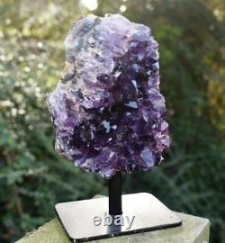 Large Natural Amethyst Cluster Crystal Piece On Stand In Luxury Gift Box