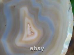 Large Natural Polished Agate Crystal Slice With Stand 301 Grams Display Piece