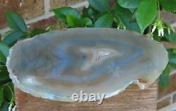 Large Natural Polished Agate Crystal Slice With Stand 301 Grams Display Piece