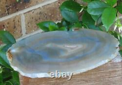 Large Natural Polished Agate Crystal Slice With Stand 301 Grams Display Piece