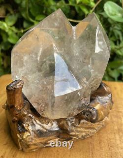 Large Piece Of Lodalite Garden Scenic Quartz Crystal Gemstone Freeform With Base