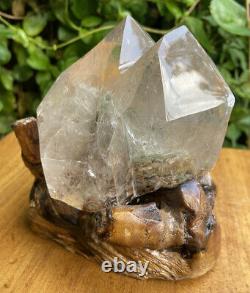 Large Piece Of Lodalite Garden Scenic Quartz Crystal Gemstone Freeform With Base