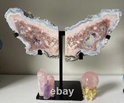 Large Pink Amethyst Wings On Stand Starement Piece Collectors Piece