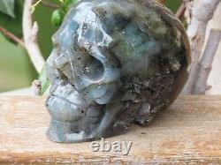 Large Polished Labradorite Skull Crystal Display Piece Hand Carved