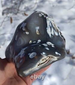 Large Show Orca Agate, 3lb 10.3oz Swirling Banded Design, Display Piece