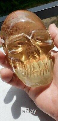 Large & energetic, deep natural color CITRINE CRYSTAL SKULL! Remarkable piece