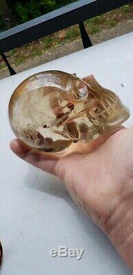 Large & energetic, deep natural color CITRINE CRYSTAL SKULL! Remarkable piece