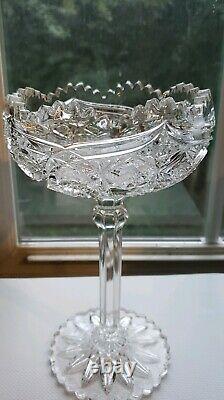 Lead Crystal Compote Sawtooth Trim & Foot EXCELLENT VINTAGE RARE PIECE