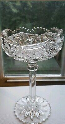 Lead Crystal Compote Sawtooth Trim & Foot EXCELLENT VINTAGE RARE PIECE