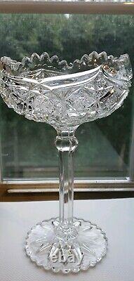 Lead Crystal Compote Sawtooth Trim & Foot EXCELLENT VINTAGE RARE PIECE