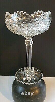 Lead Crystal Compote Sawtooth Trim & Foot EXCELLENT VINTAGE RARE PIECE